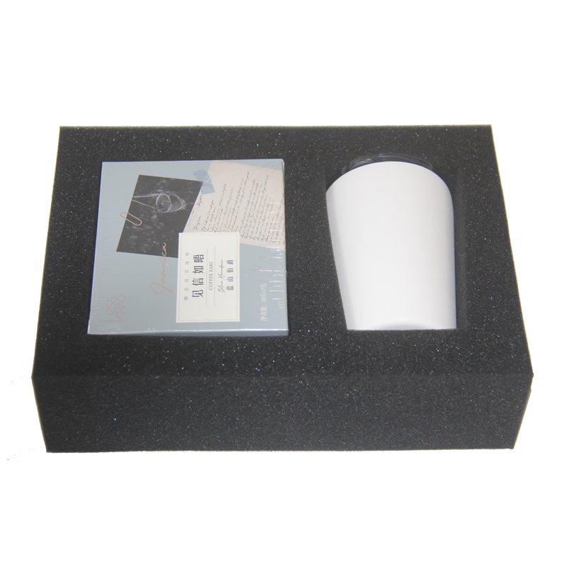 双分区文创礼盒海绵内衬：咖啡套装的 “质感防护搭档”